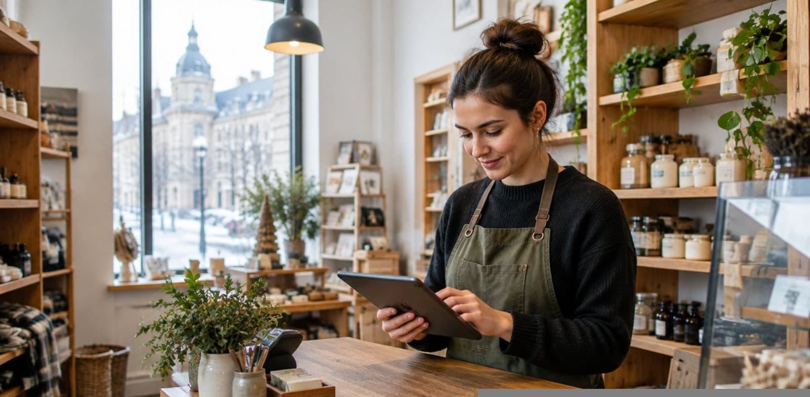 Propriétaire de PME dans son commerce